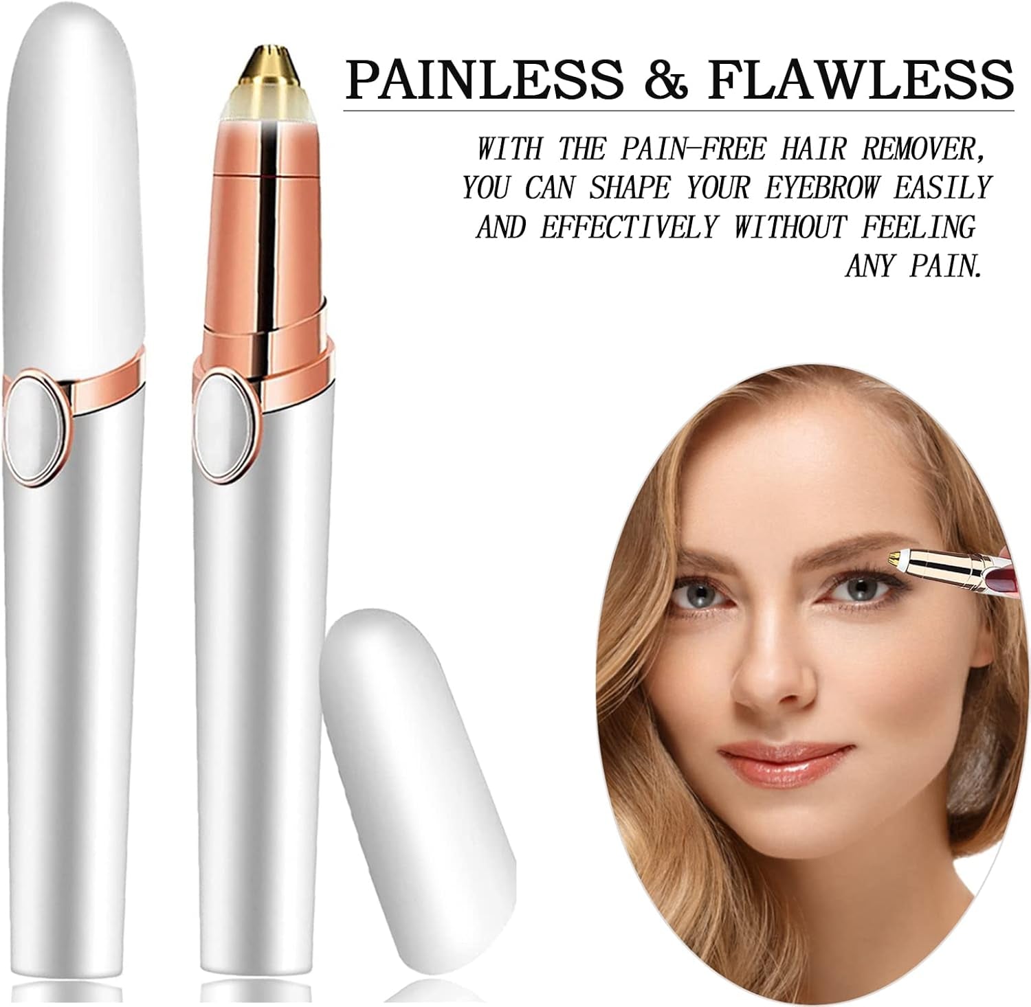 Eyebrow Hair Remover, Eyebrow Razor, Flawless & Pain-Free Eyebrow Facial Hair Removal for Women & Men, Fast and Easy Hair Trimmer (White)