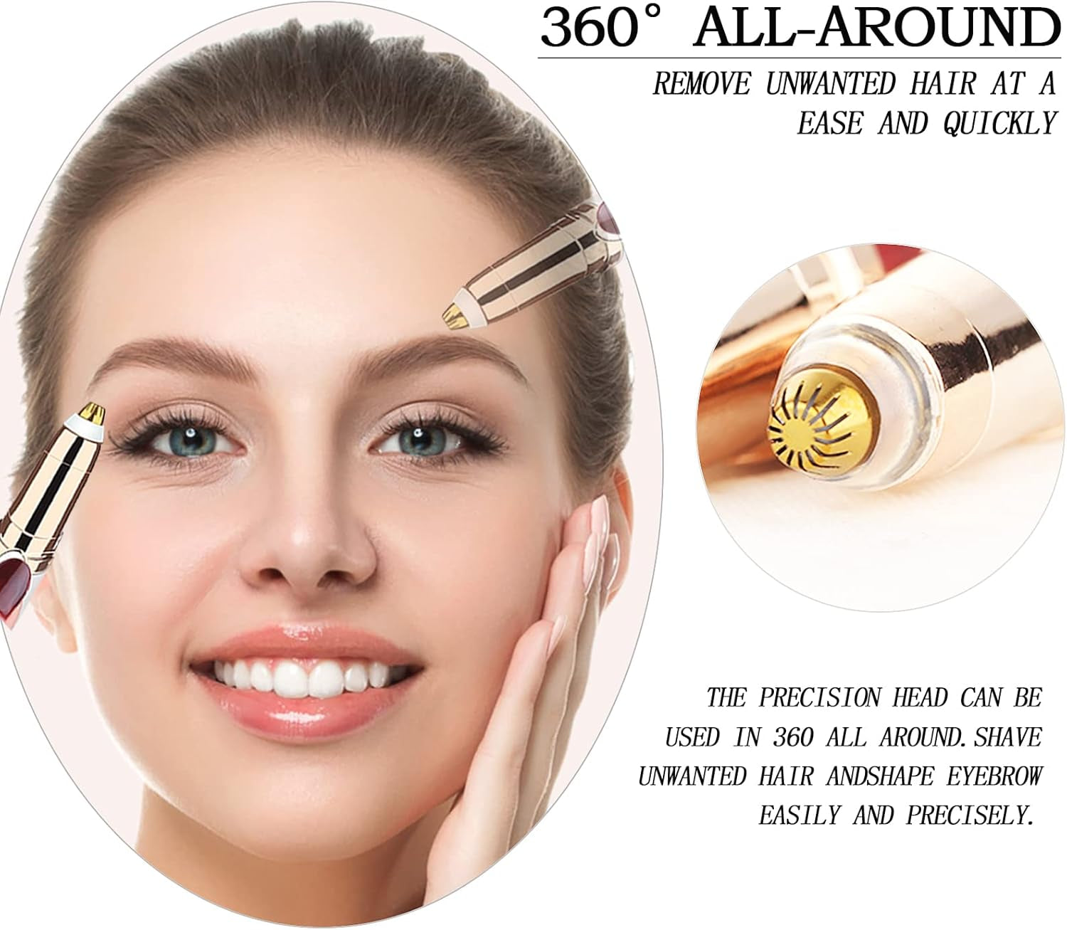 Eyebrow Hair Remover, Eyebrow Razor, Flawless & Pain-Free Eyebrow Facial Hair Removal for Women & Men, Fast and Easy Hair Trimmer (White)